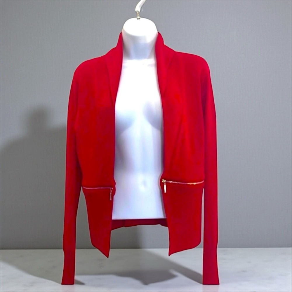 Carmen Marc Valvo Womens Red Workwear Professional Cardigan Sweater Size S